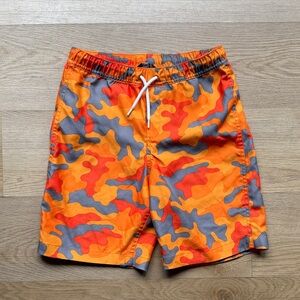 Lands' End Boy's Orange and Gray Camo Swim Trunks